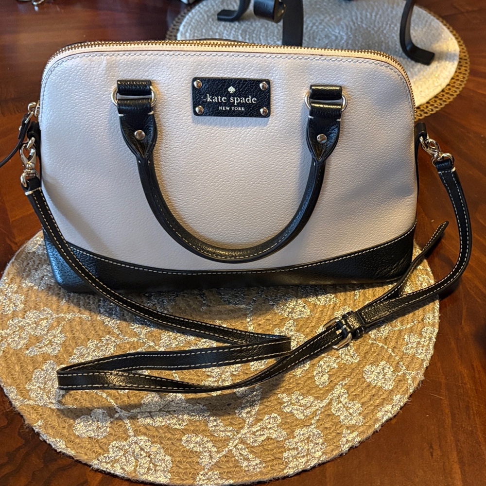Kate Spade Two-Tone Satchel in Black and Cream